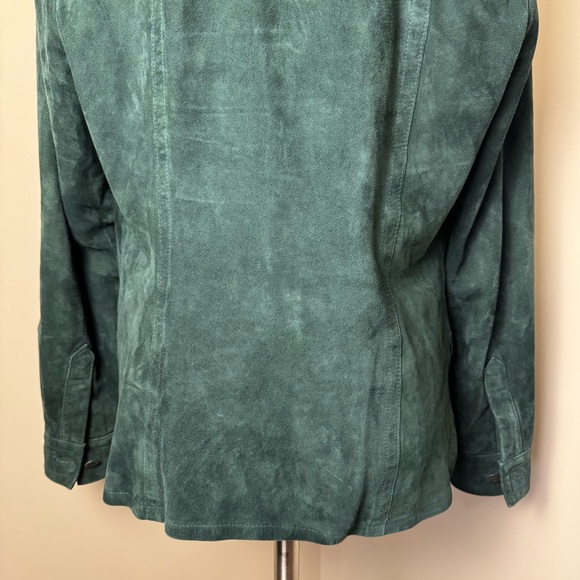 VTG CARLISLE 1990s 100% Suede Classic Blazer / Jacket HUNTER GREEN / SIZE 6 (SM) - Picture 9 of 12